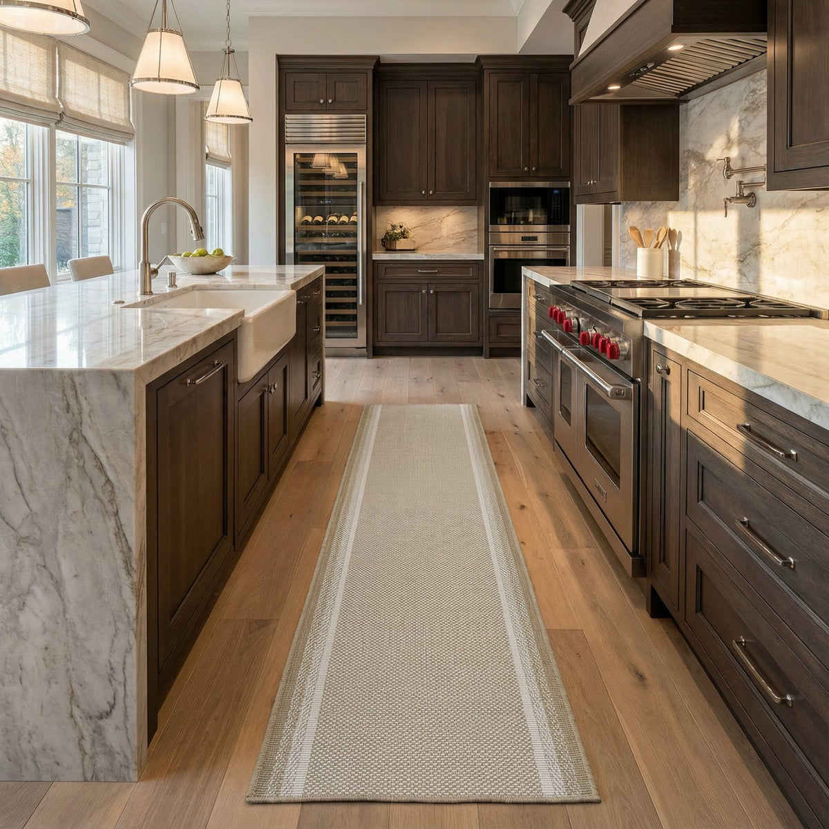 Geo Brown Kitchen Runner