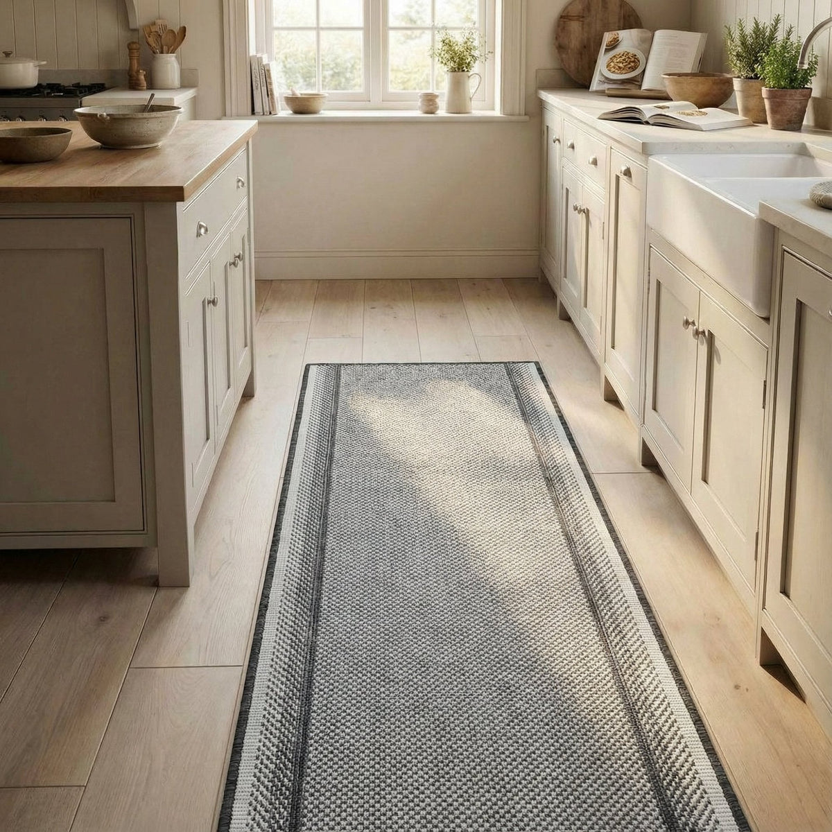 Geo Grey Kitchen Runner