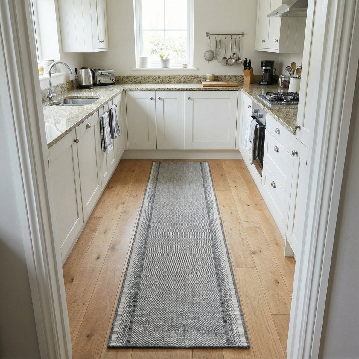 Geo Gray Kitchen Runner
