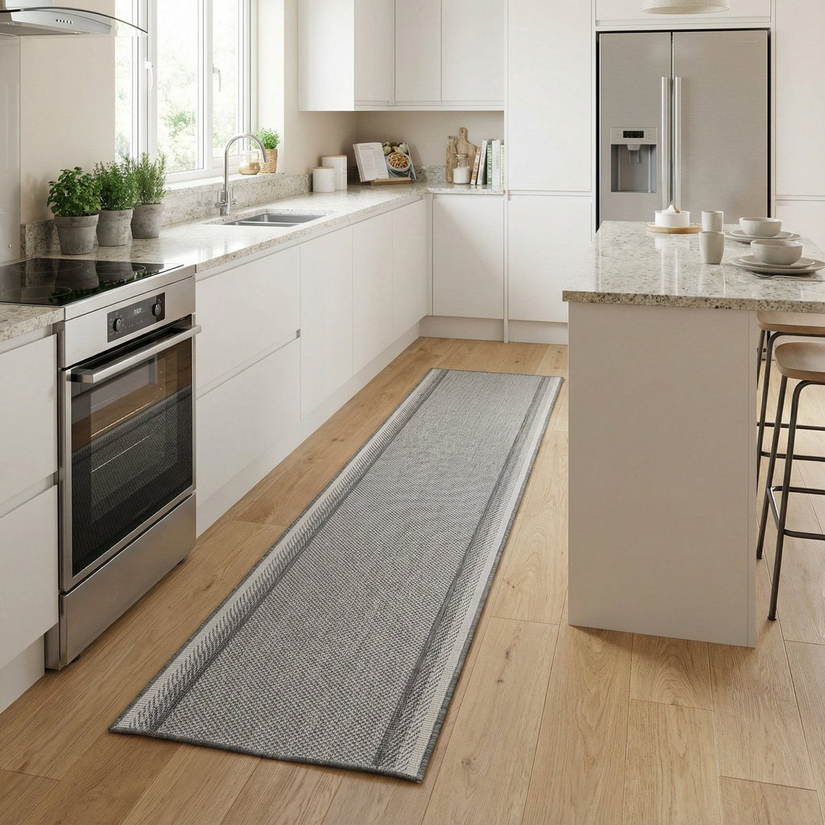 Geo Gray Kitchen Runner