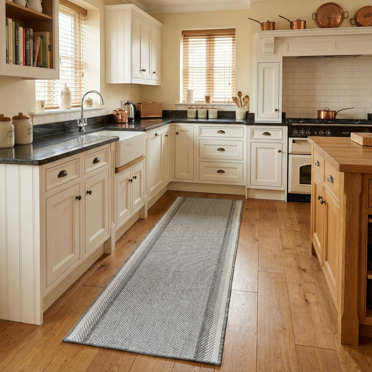 Geo Gray Kitchen Runner