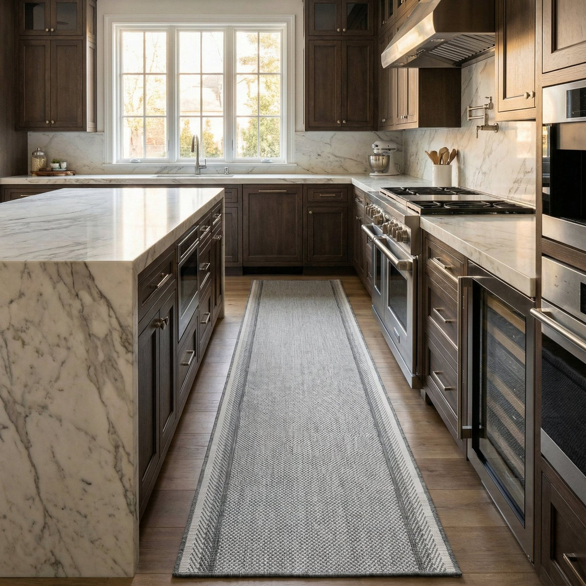 Geo Gray Kitchen Runner