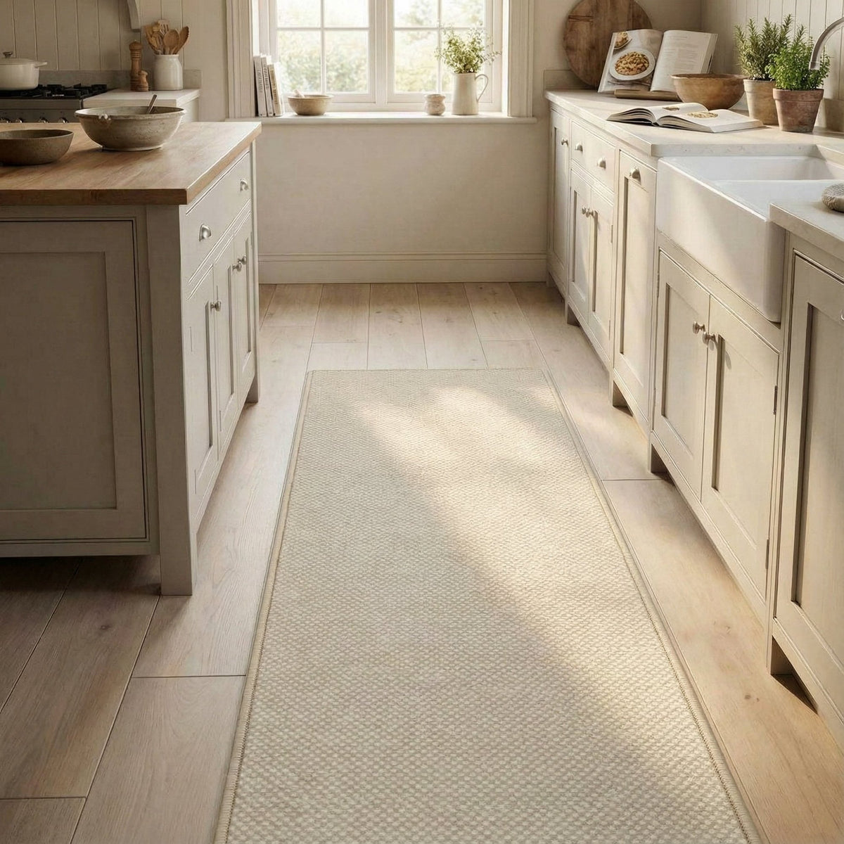 Hazy Beige Kitchen Runner