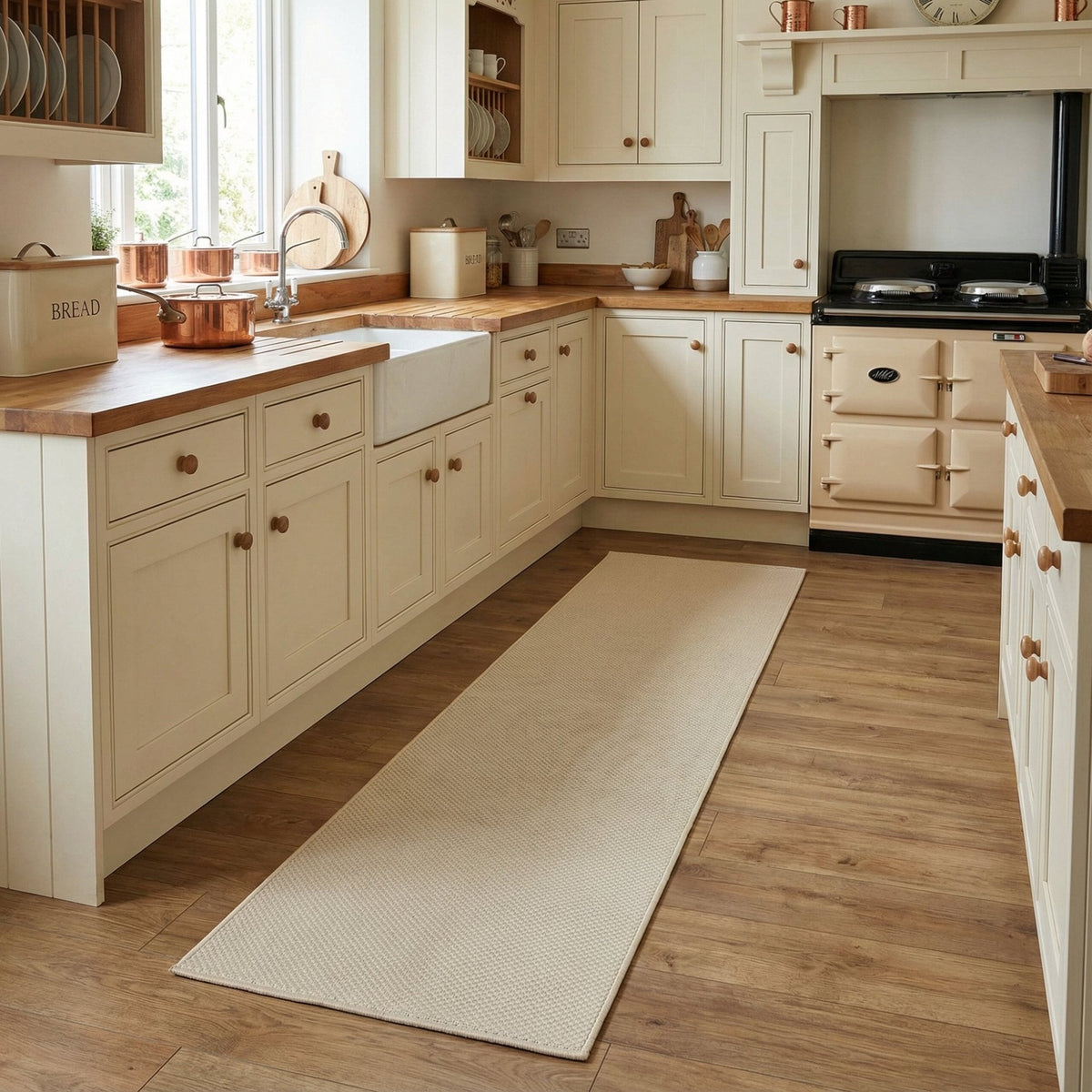 Hazy Beige Kitchen Runner