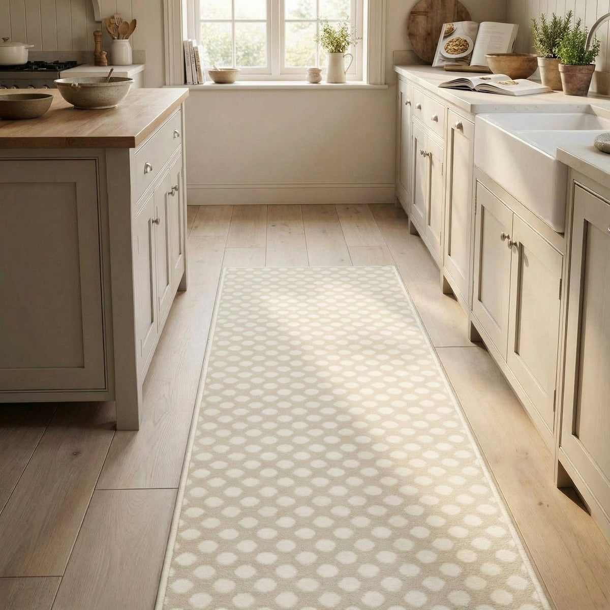 Honeycomb Beige Kitchen Runner