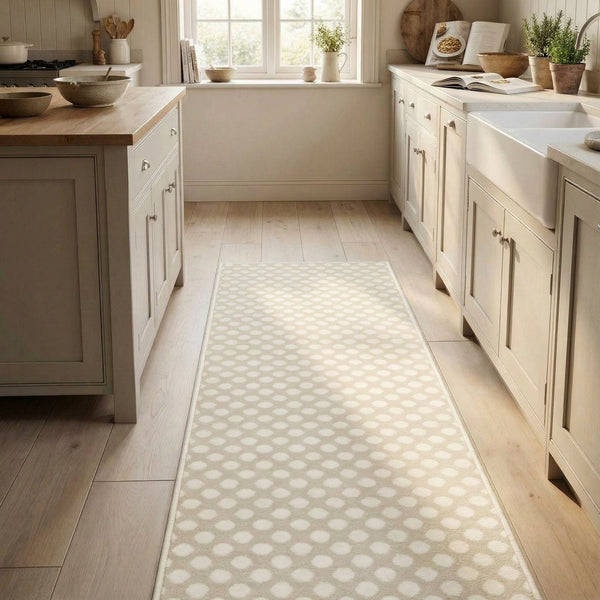Honeycomb Beige Kitchen Runner