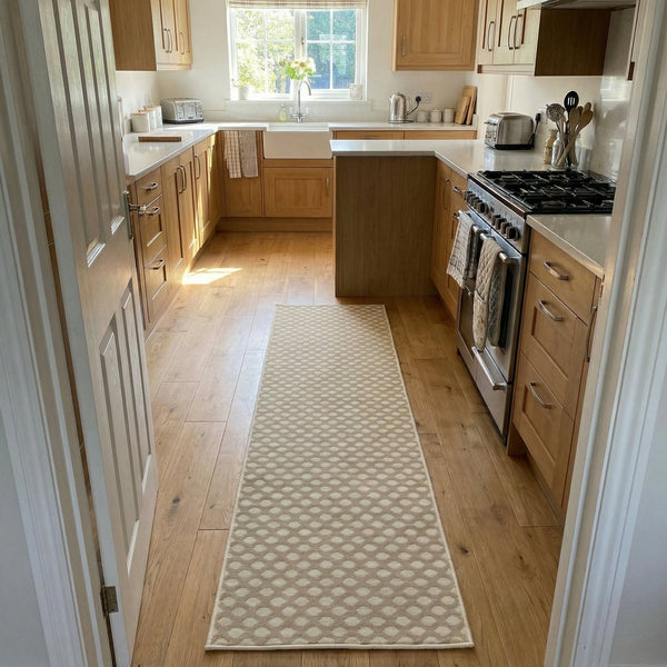 Honeycomb Beige Kitchen Runner