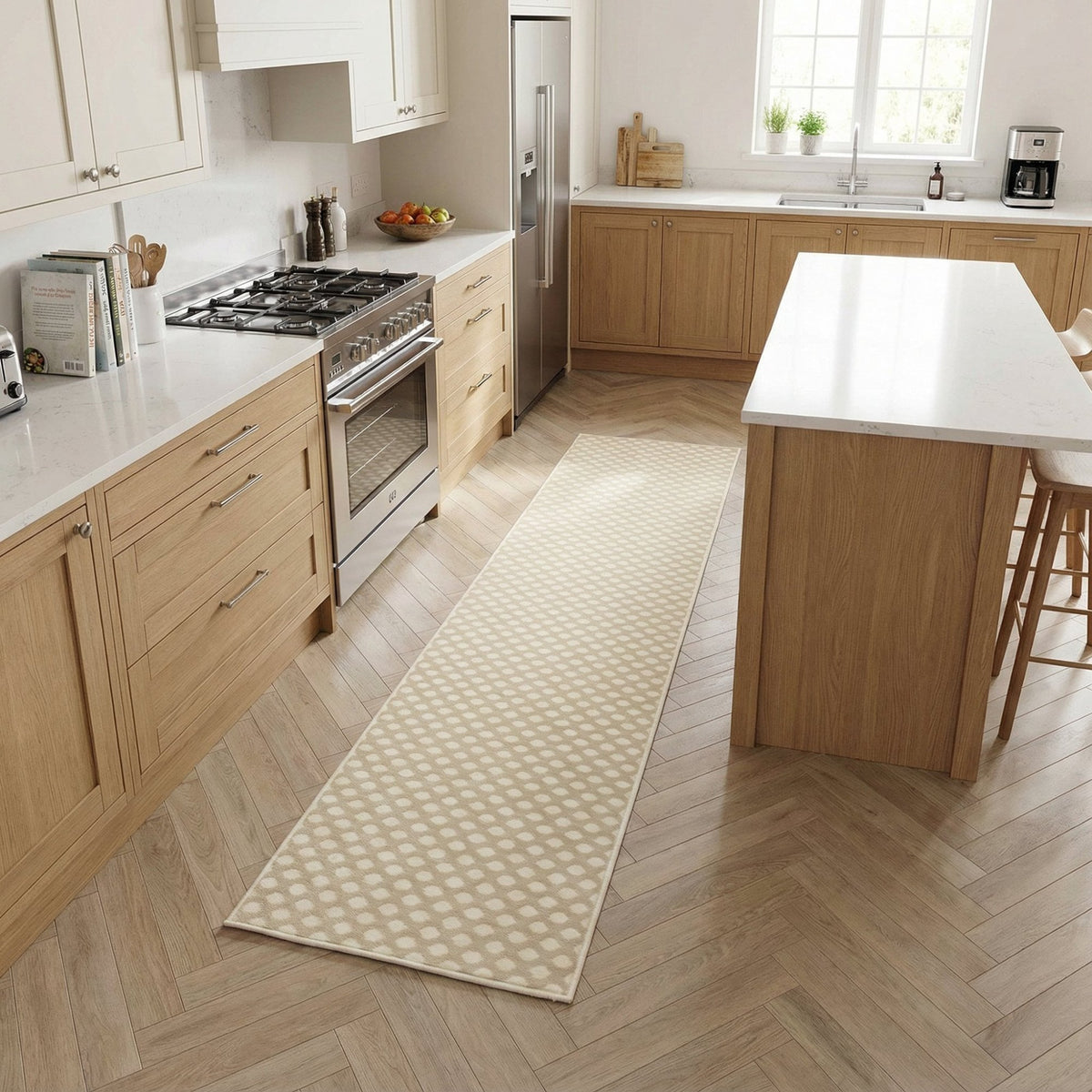 Honeycomb Beige Kitchen Runner