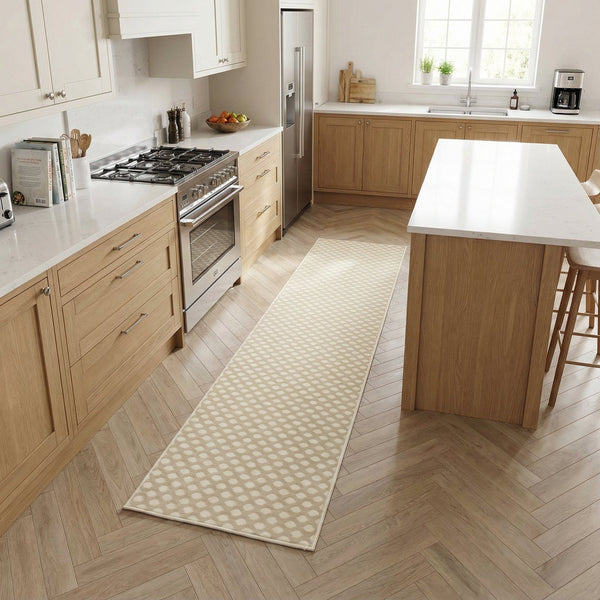 Honeycomb Beige Kitchen Runner