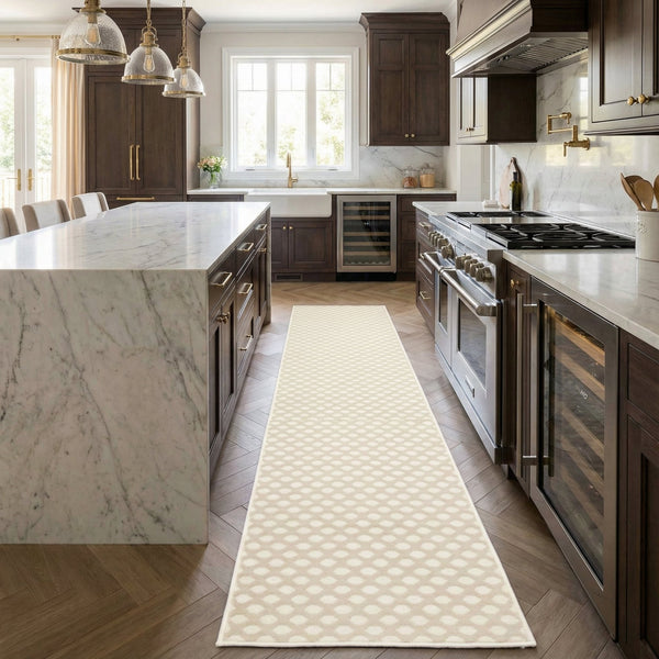Honeycomb Beige Kitchen Runner