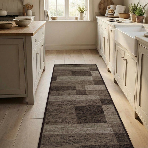Icona Dark Brown Kitchen Carpet Runner