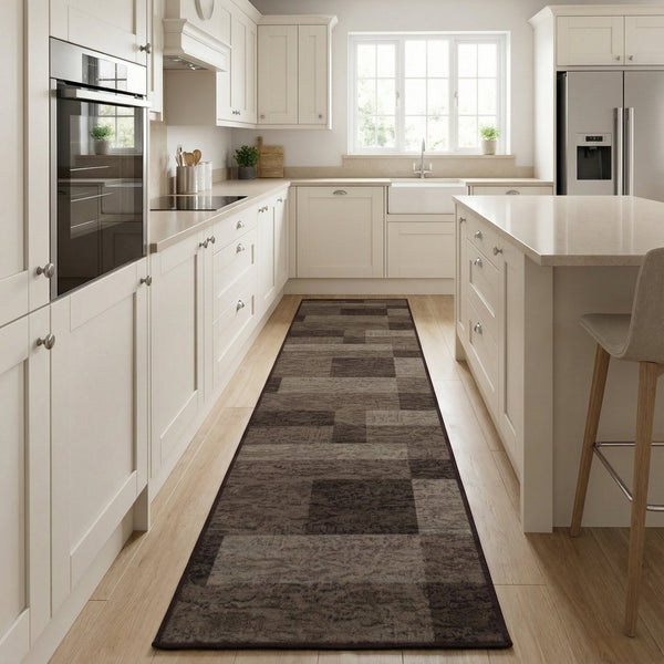 Icona Dark Brown Kitchen Carpet Runners