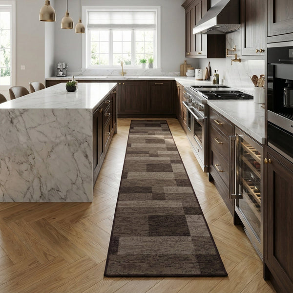 Icona Dark Brown Kitchen Carpet Runners