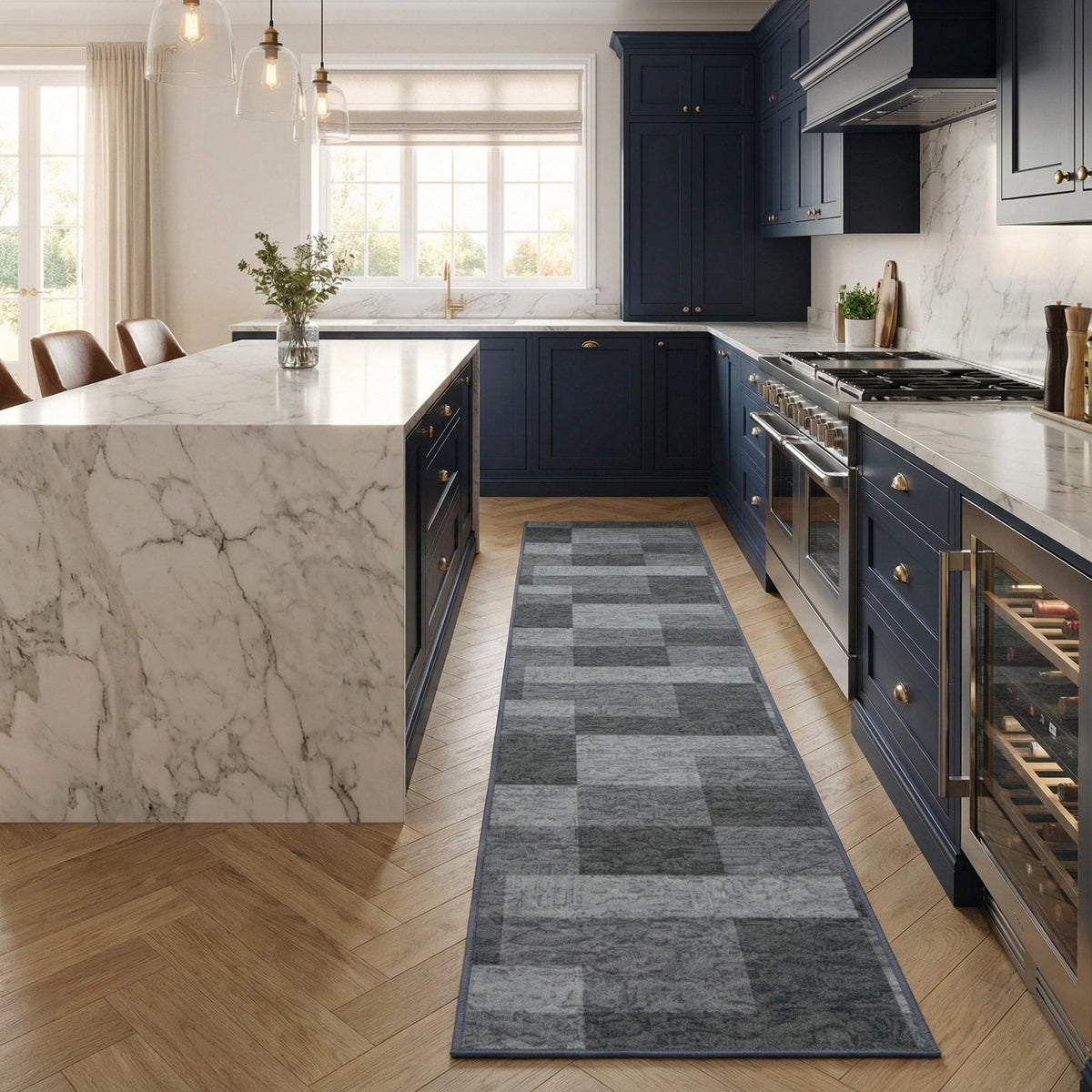 Icona Graphite Kitchen Carpet Runner