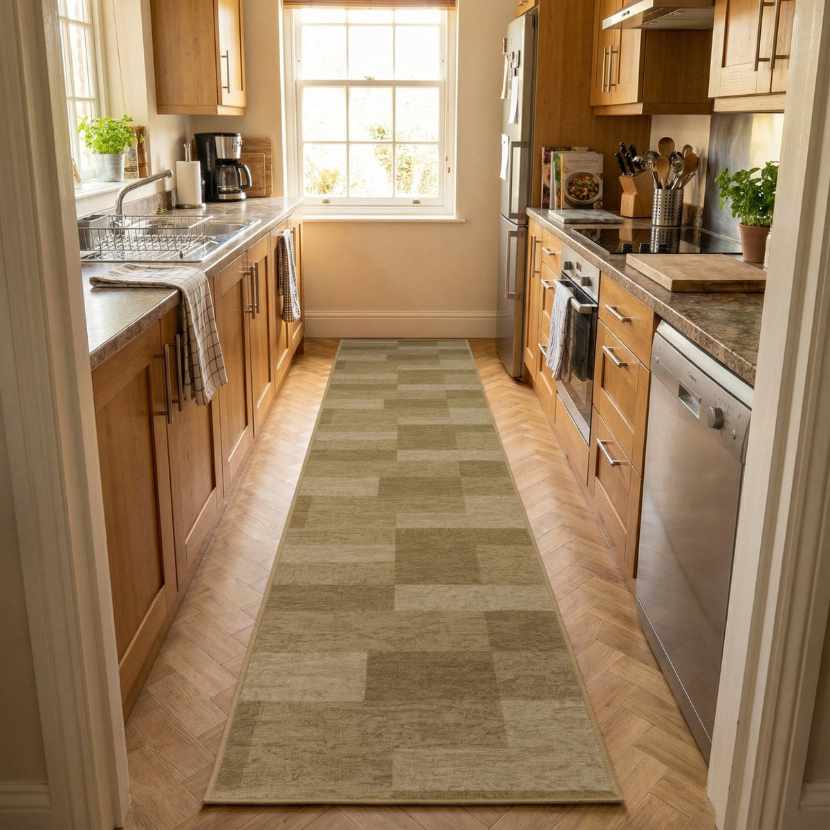 Icona Light Brown Kitchen Carpet Runners