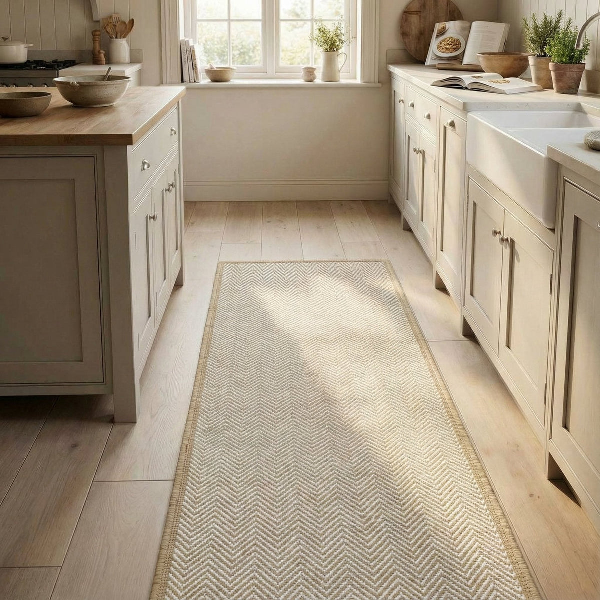 Illusion Beige Kitchen Runner
