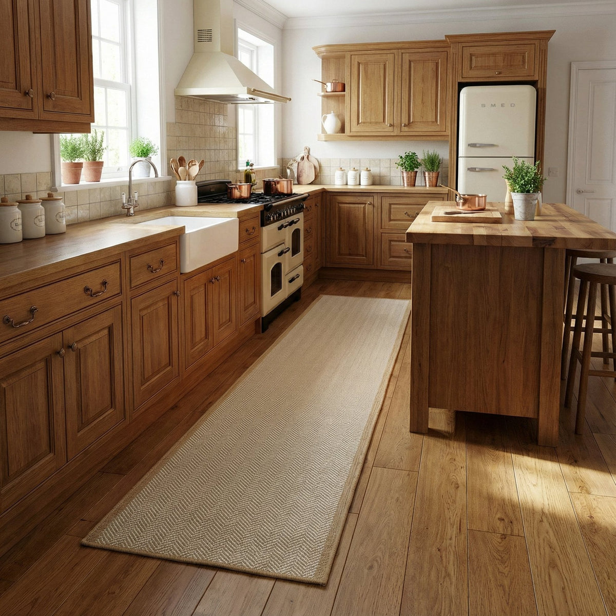 Illusion Beige Kitchen Runner