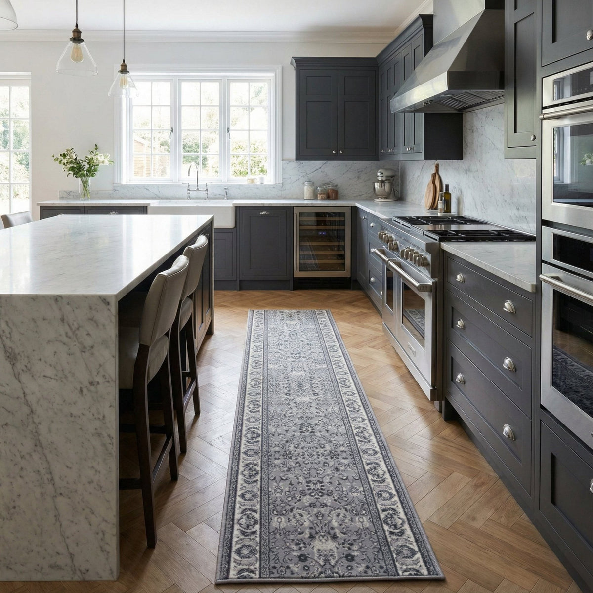 Kashan Grey Kitchen Runner