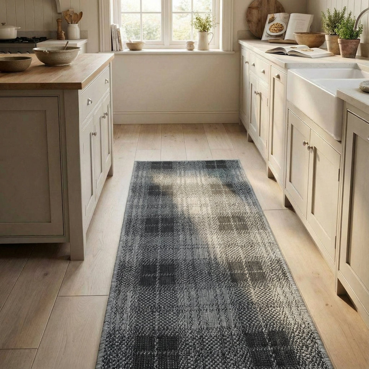 Plaid Black Kitchen Runner