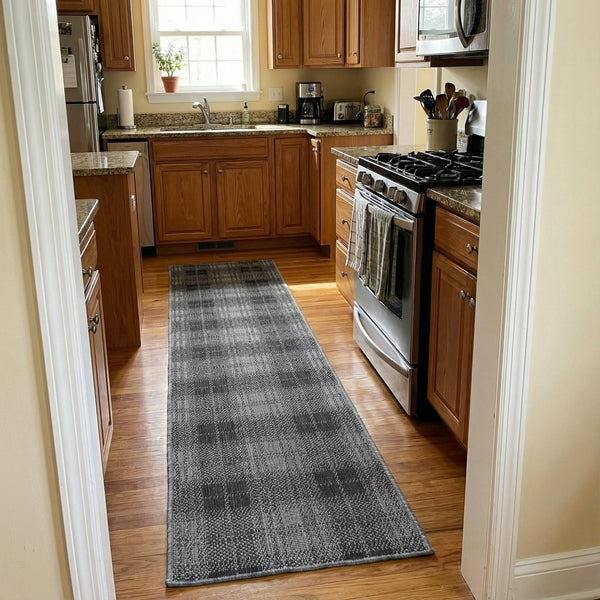 Plaid Black Kitchen Runner