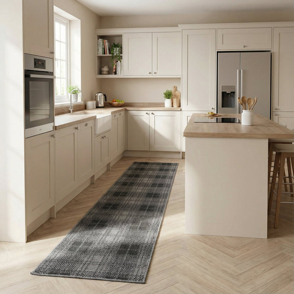 Plaid Black Kitchen Runner