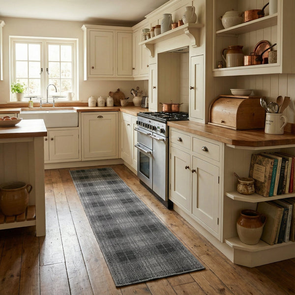 Plaid Black Kitchen Runner