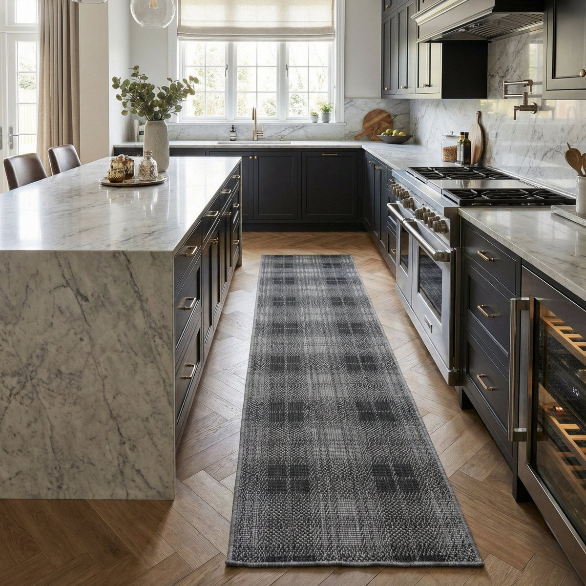 Plaid Black Kitchen Runner