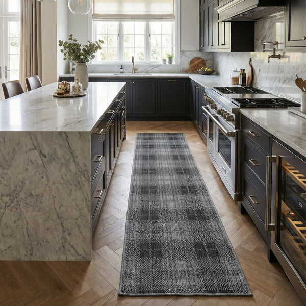 Plaid Black Kitchen Runner