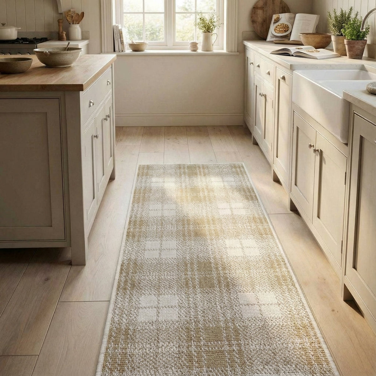 Plaid Brown Kitchen Runner
