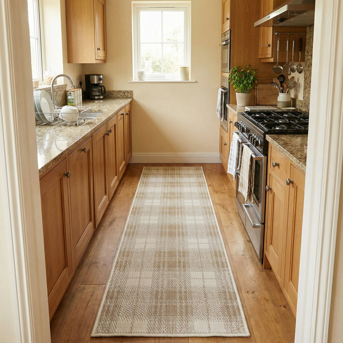 Plaid Brown Kitchen Runner