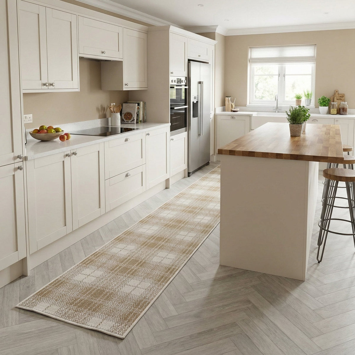 Plaid Brown Kitchen Runner