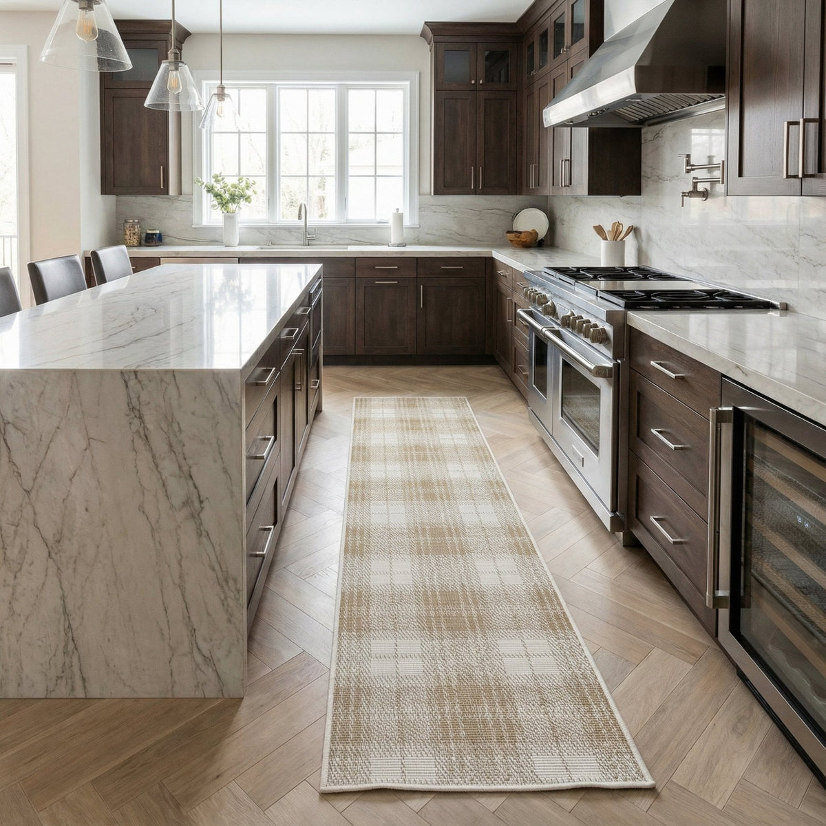 Plaid Brown Kitchen Runner
