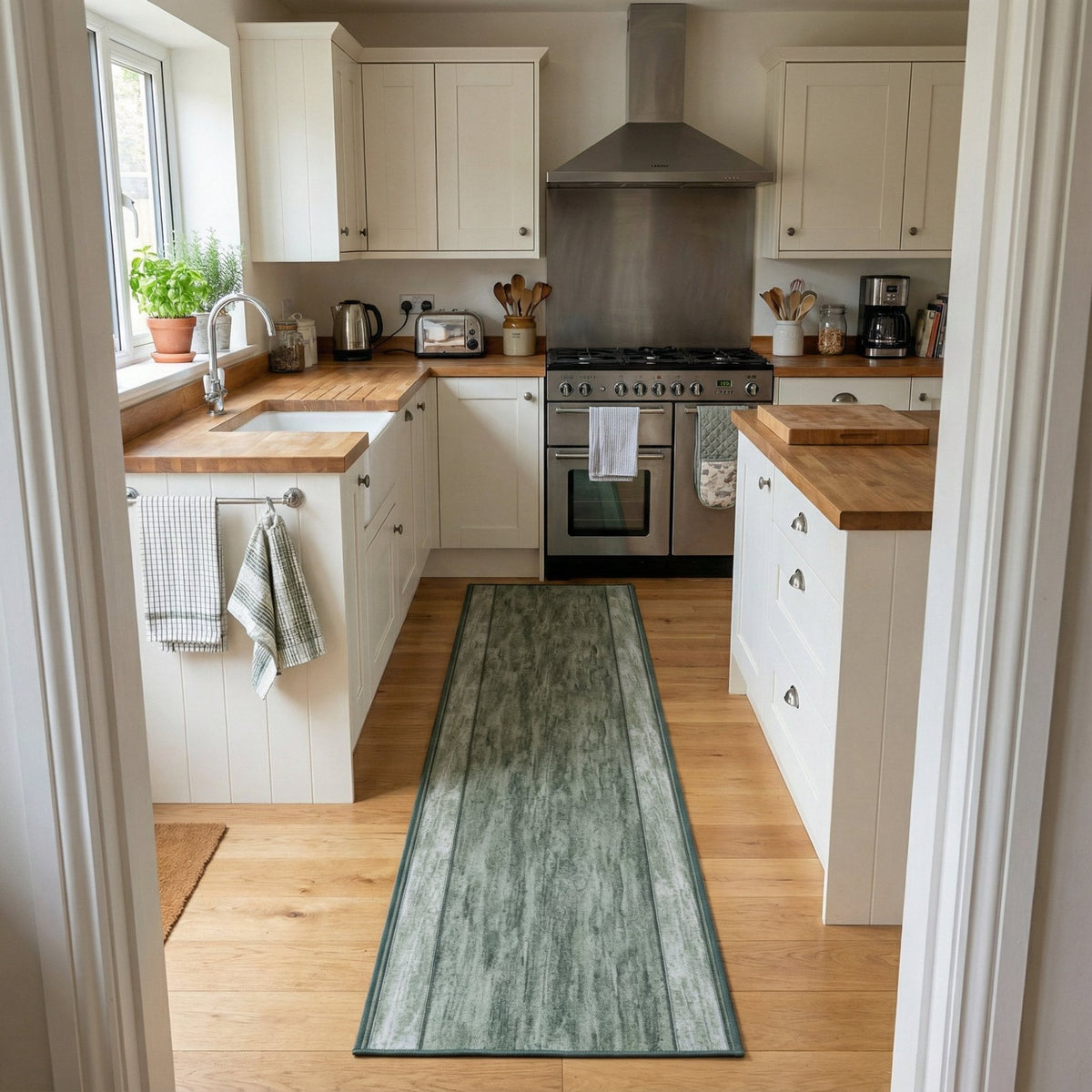 Rama Green Kitchen Carpet Runner