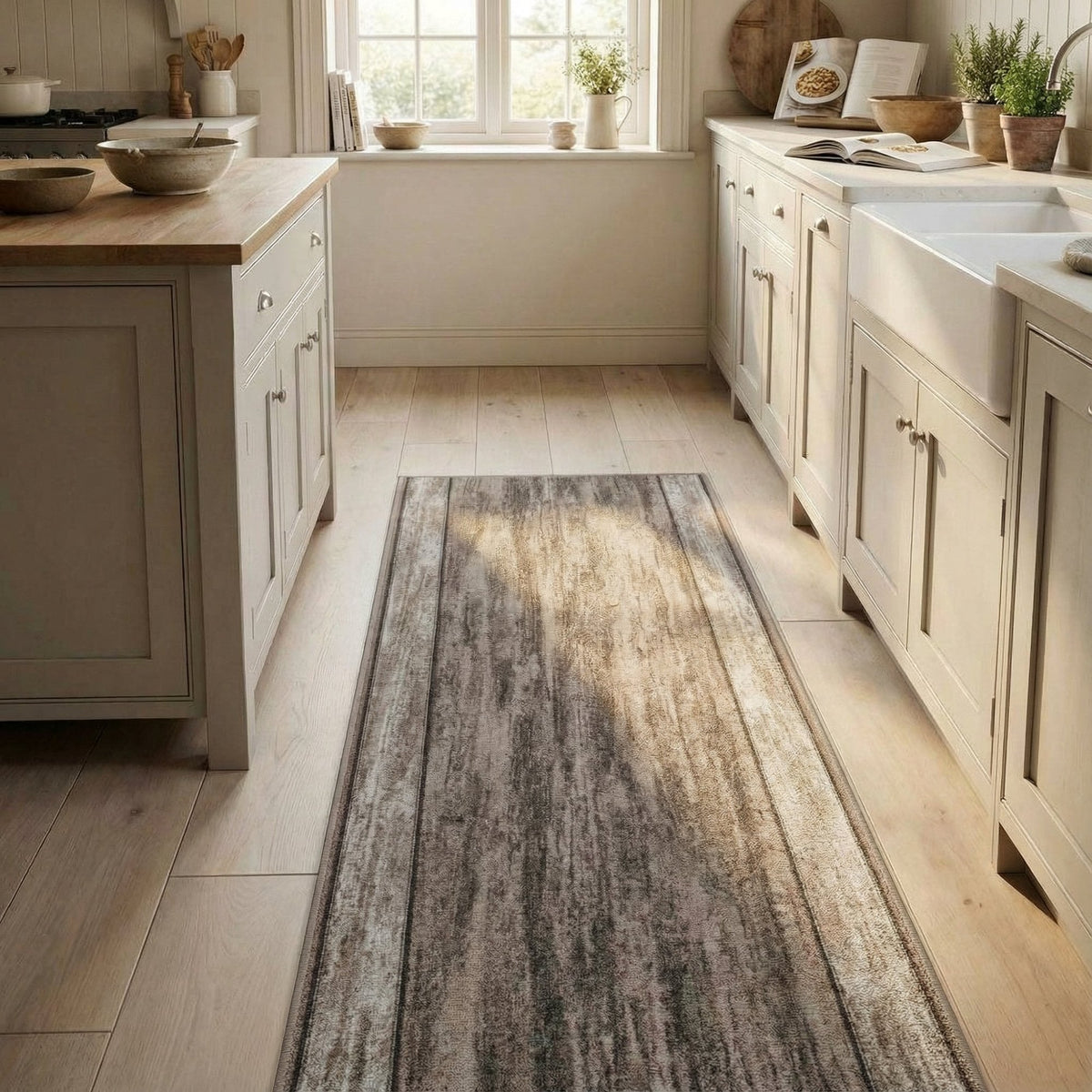 Rama Light Brown Kitchen Carpet Runner