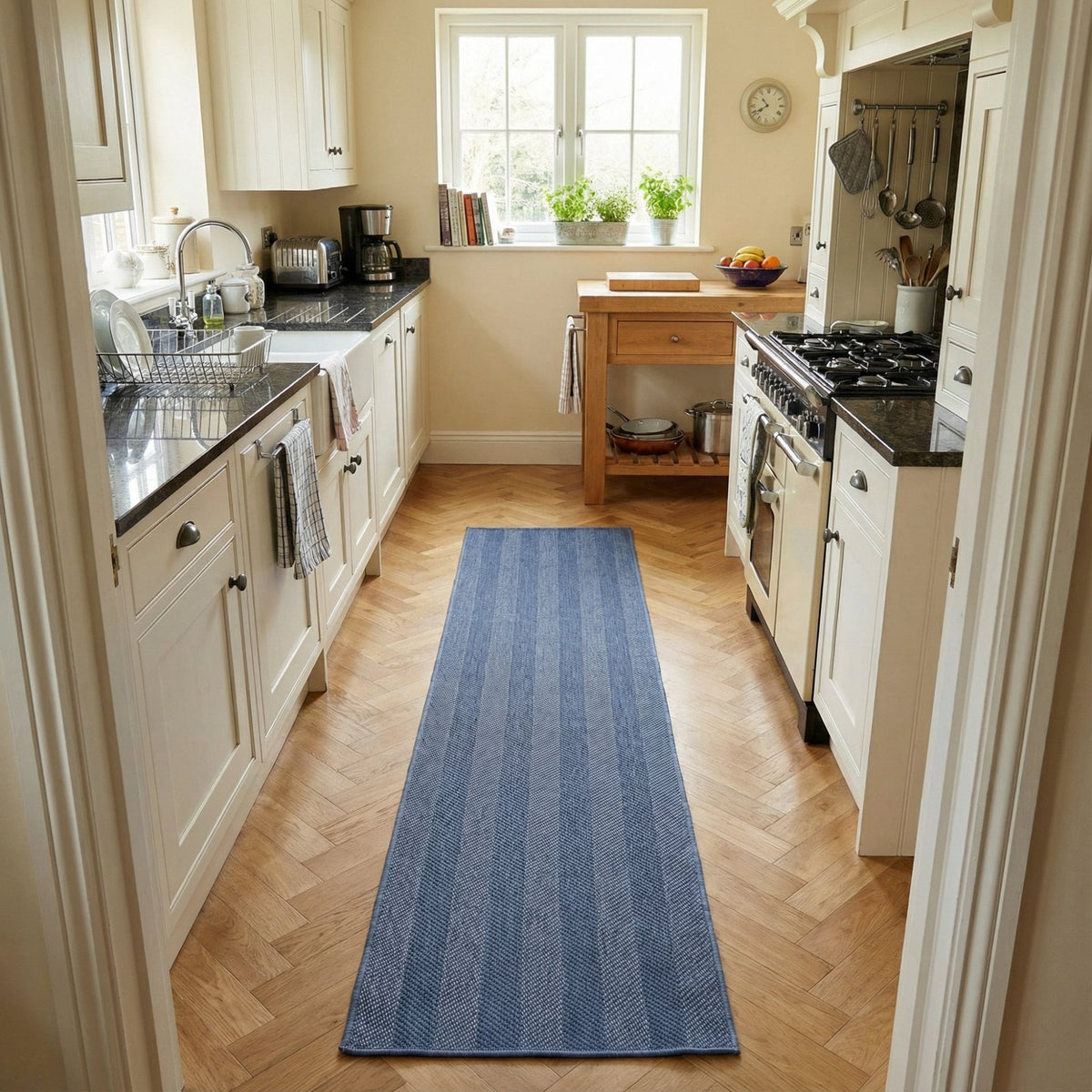 Stripes Blue Kitchen Runner