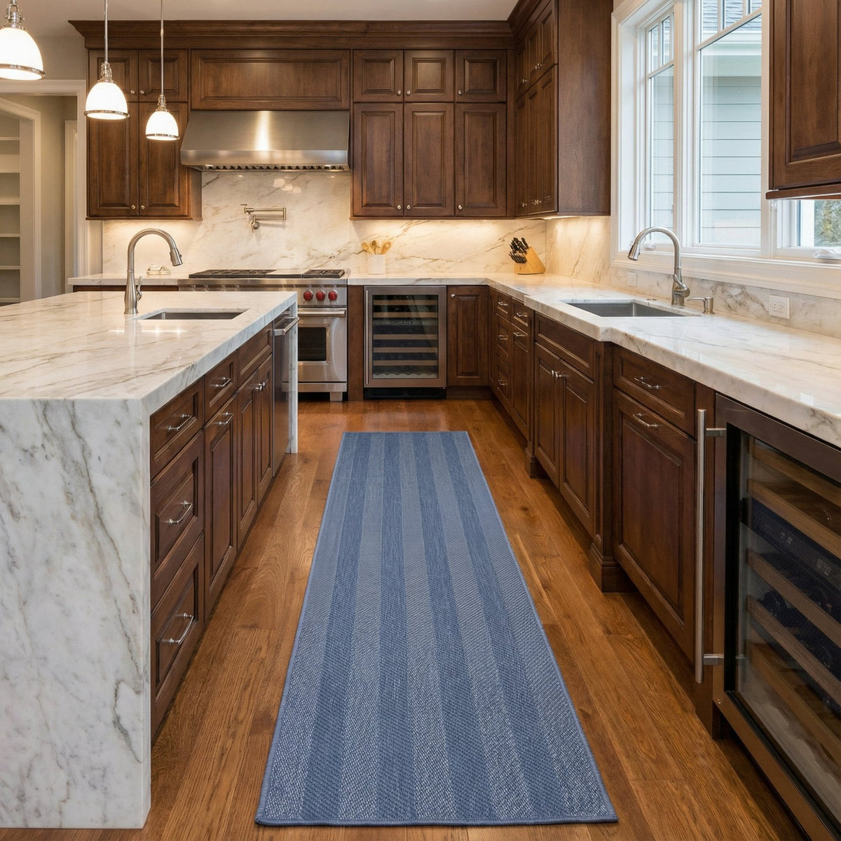 Stripes Blue Kitchen Runner