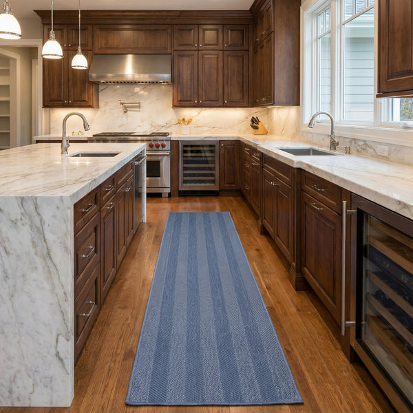 Stripes Blue Kitchen Runner