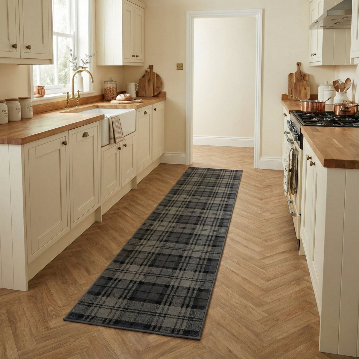 Tartan Black Kitchen Runner