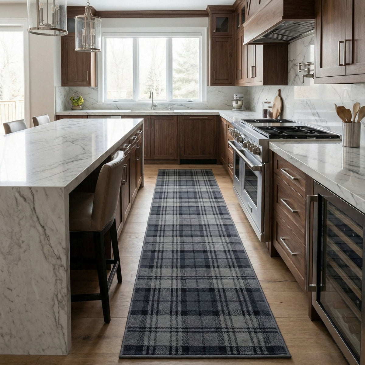 Tartan Black Kitchen Runner