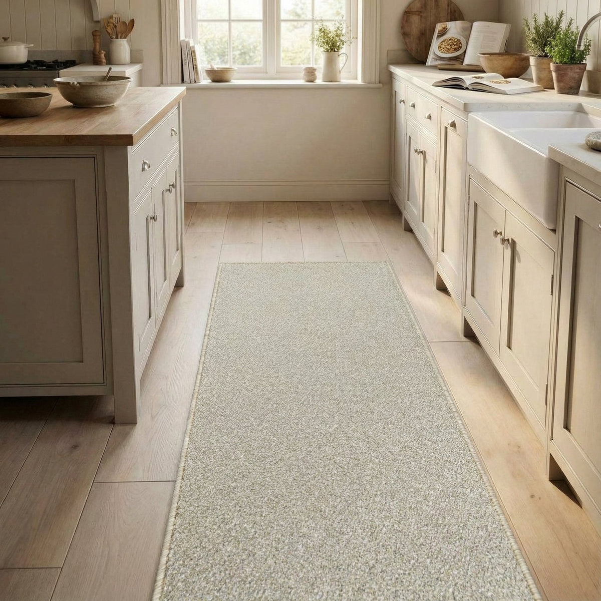 Tweed Cool Beige Kitchen Runner