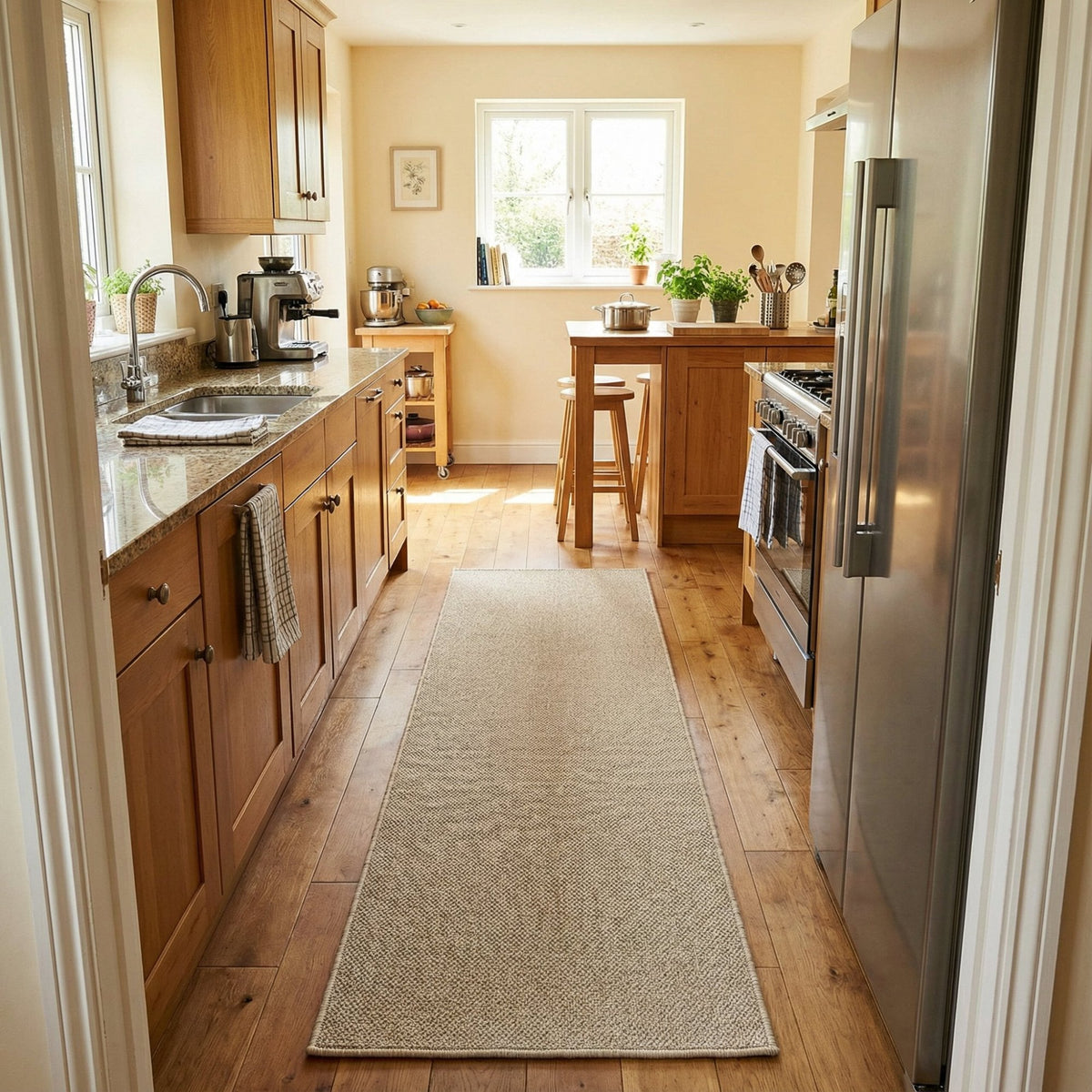 Tweed Cool Beige Kitchen Runner