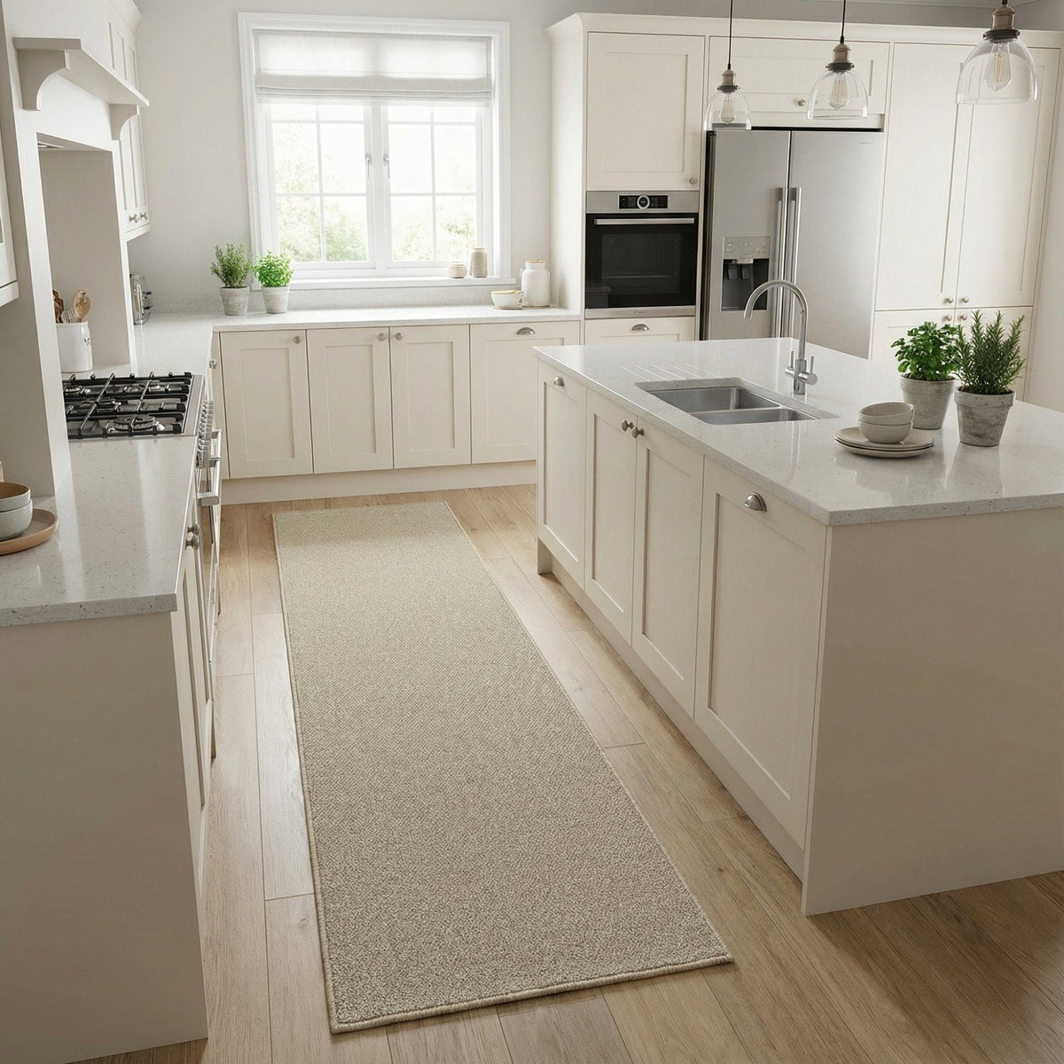 Tweed Cool Beige Kitchen Runner
