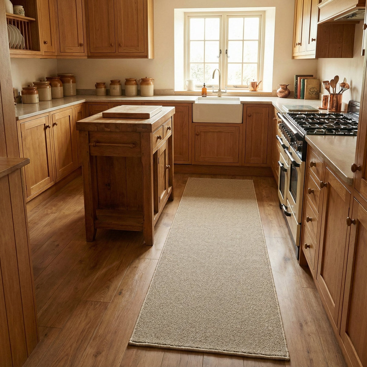 Tweed Cool Beige Kitchen Runner