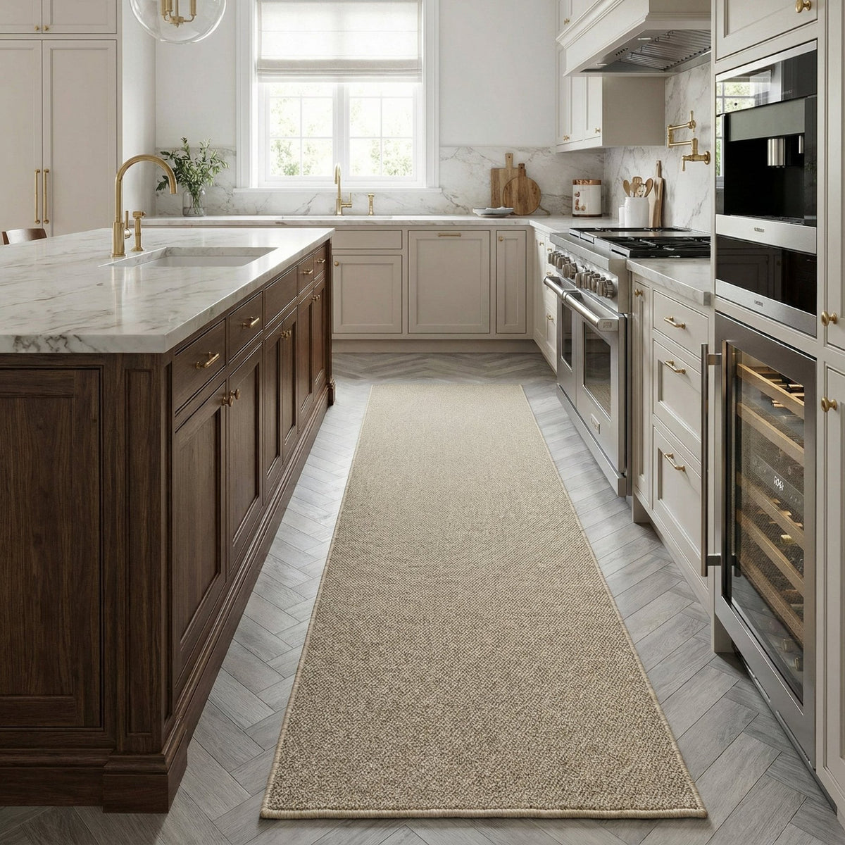 Tweed Cool Beige Kitchen Runner
