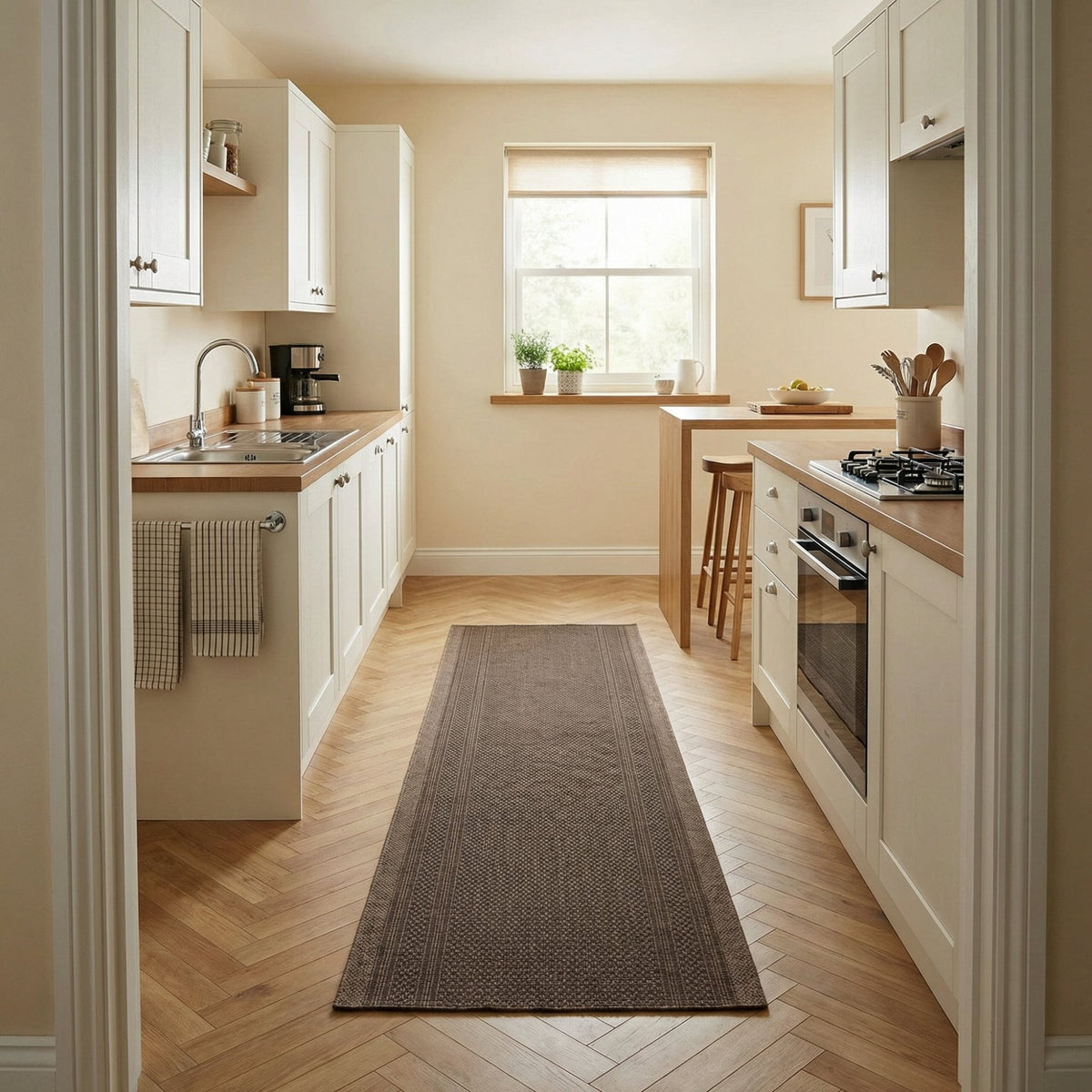 Aztec L. Brown Kitchen Carpet Runner