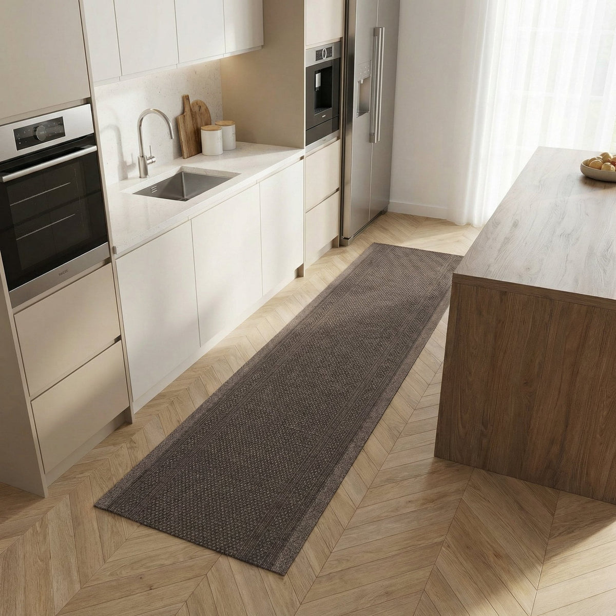 Aztec L. Brown Kitchen Carpet Runner