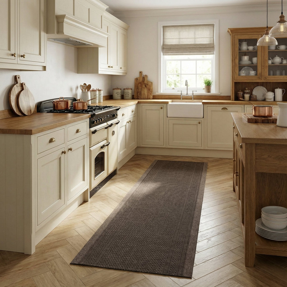 Aztec L. Brown Kitchen Carpet Runner