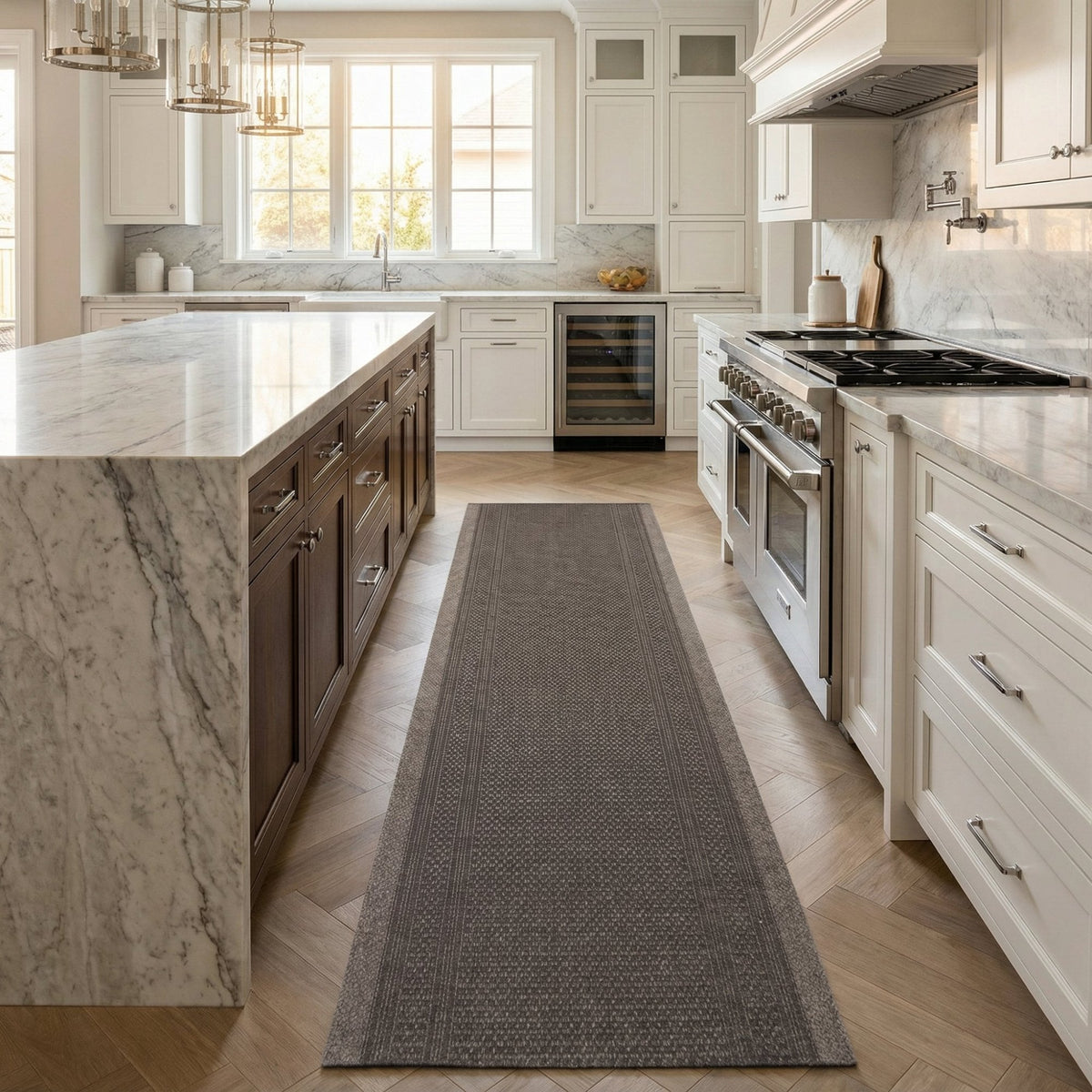 Aztec L. Brown Kitchen Carpet Runner