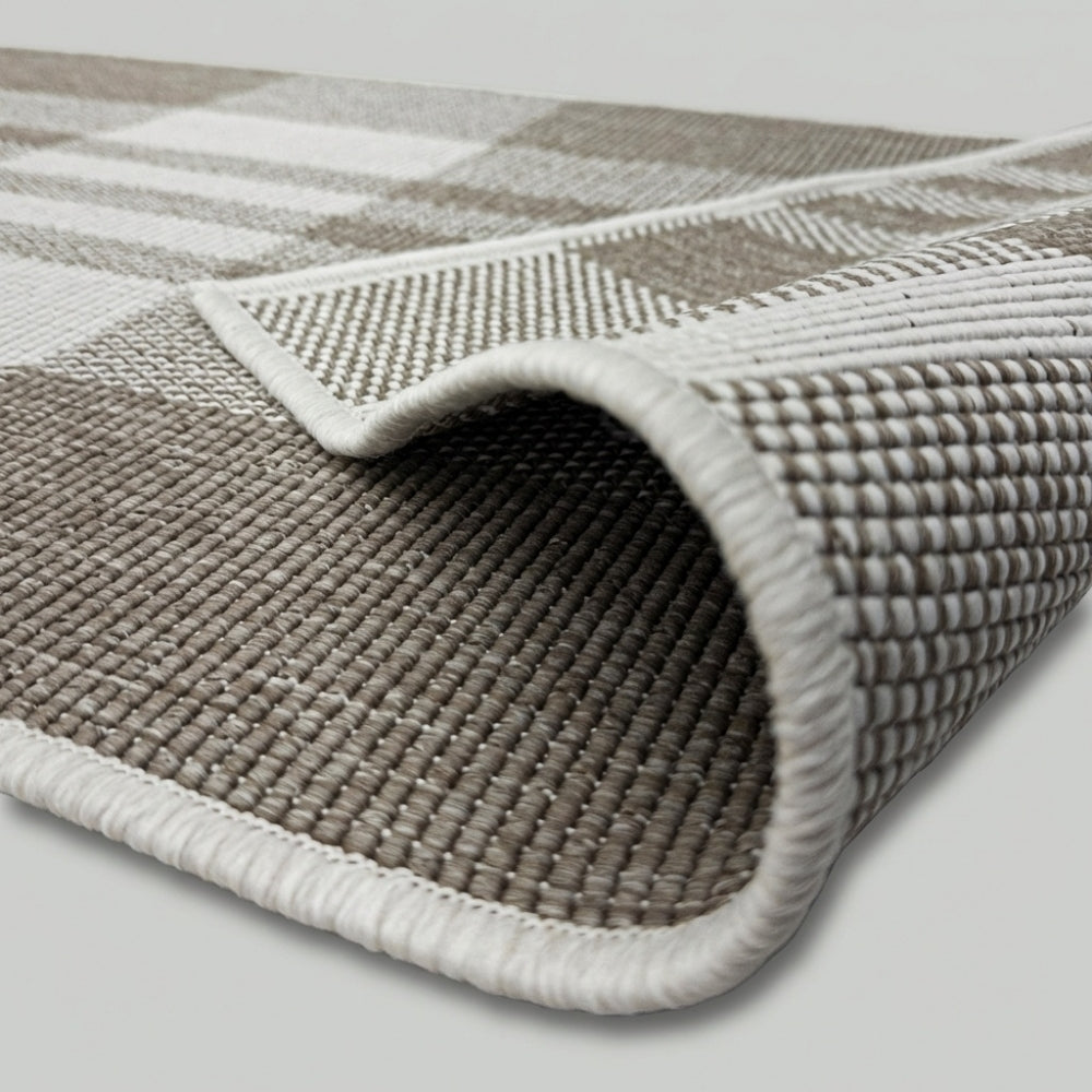 Chequered Beige Kitchen Runner