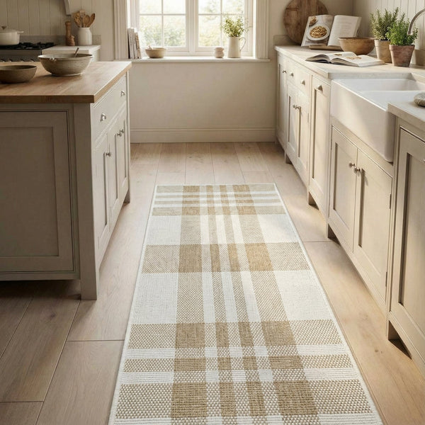 Chequered Brown Kitchen Runner